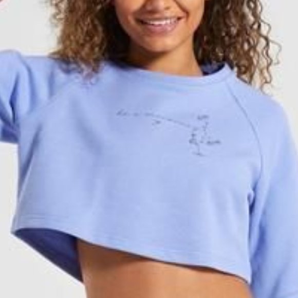 COPY - Gymshark - Roots Boxy Cropped Sweater - Light Blue - Large - Picture 2 of 2